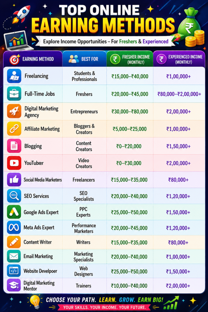 What are the ways of earning in Digital Marketing